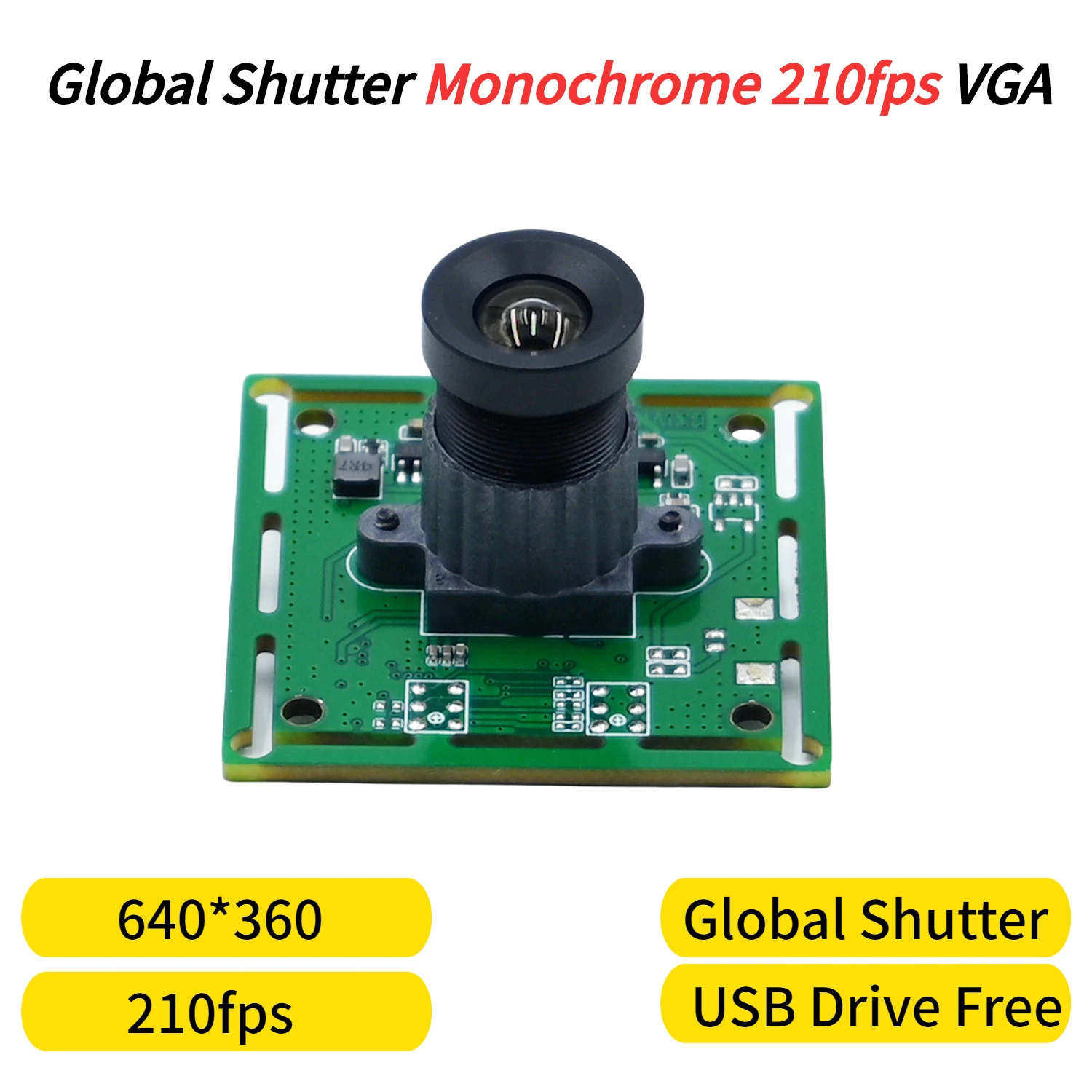 Moduł kamery migawka globalna 210fps VGA, monochromatyczny kamera internetowa USB, szybkie przechwytywanie, zastosowania przemysłowe Android PC malinowy