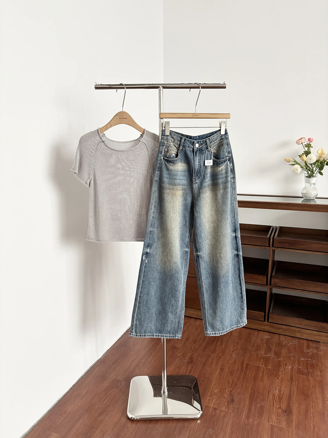 

Американские ретро-джинсы с высокой талией и прямыми штанинами, женские, летние, новые, свободные, стройнящие, универсальные, широкие брюки из полиэфирного волокна