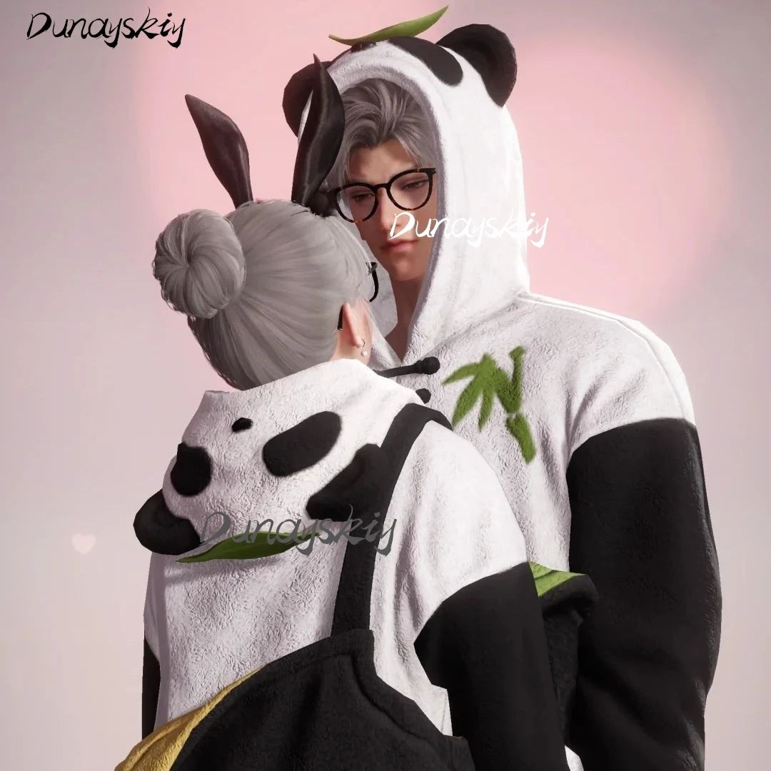 مجموعة أزياء Love and Deepspace: مجموعة أزياء Panda Onesie Xavier Sylus Zayne Rafayel - شتاء دافئ ومريح ومخصص