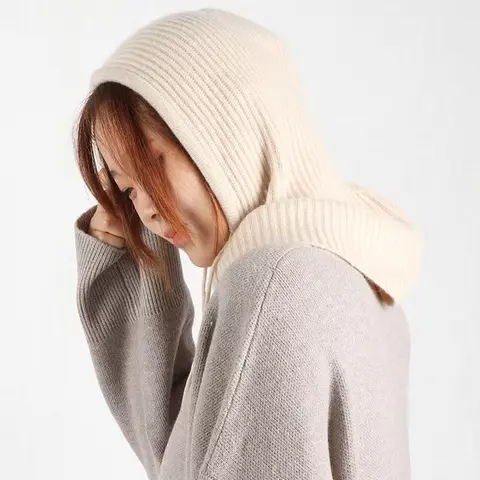 토끼 머리 니트 스카프 후드 모자 여성 캐시미어 비니 따뜻한 겨울 남여 발라크라바 턱받이 스키 야외 양모 보닛 도매