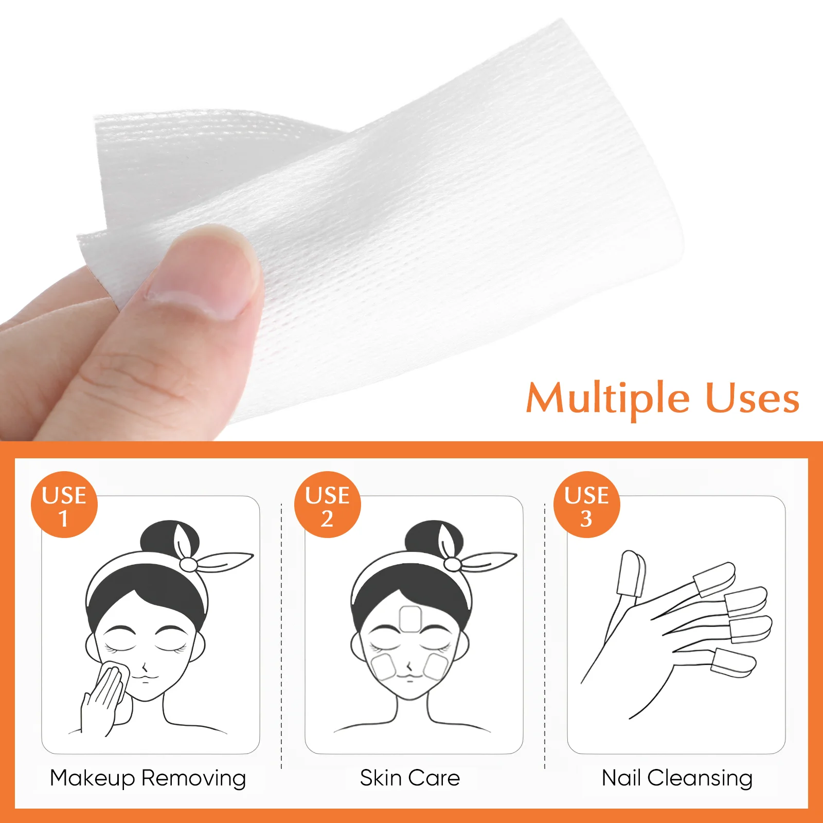 200 Pcs Pads 200pcs Non-woven Sheet Paper Bag Makeup Remover (10×10cm- ) Wound Care Gauze Wet Wipes Dry