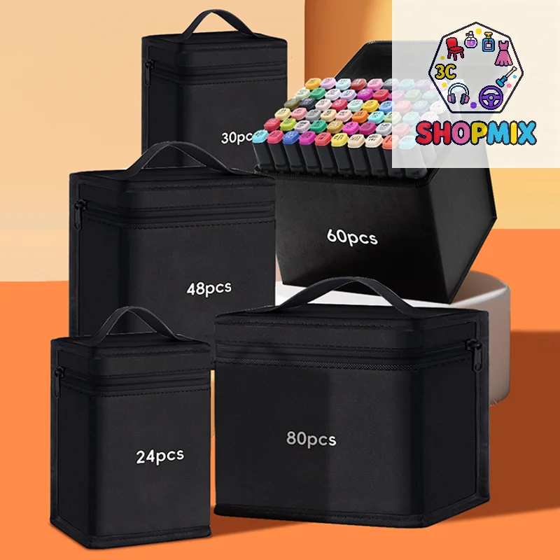 علامات القلم الأسود حقيبة التخزين ضخمة سعة كبيرة سستة قماش حقيبة أقلام رصاص المائية القلم حقيبة أدوات مكتبية المحمولة #1
