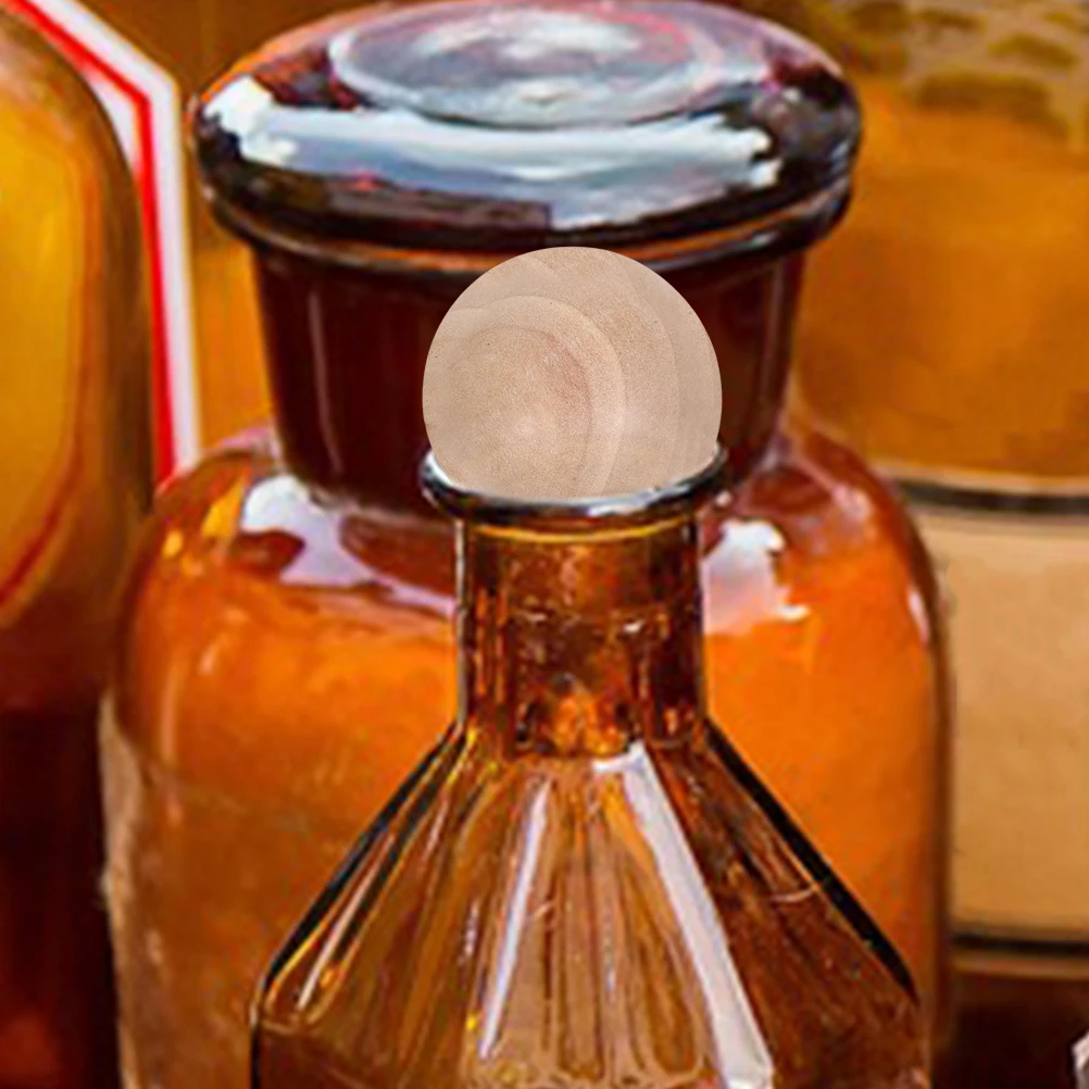 

6 Pcs Wooden Glass Jar Sphere Stoppers Light Brown Pine Round Decanter Corks For Craft Bottles Storage Containers