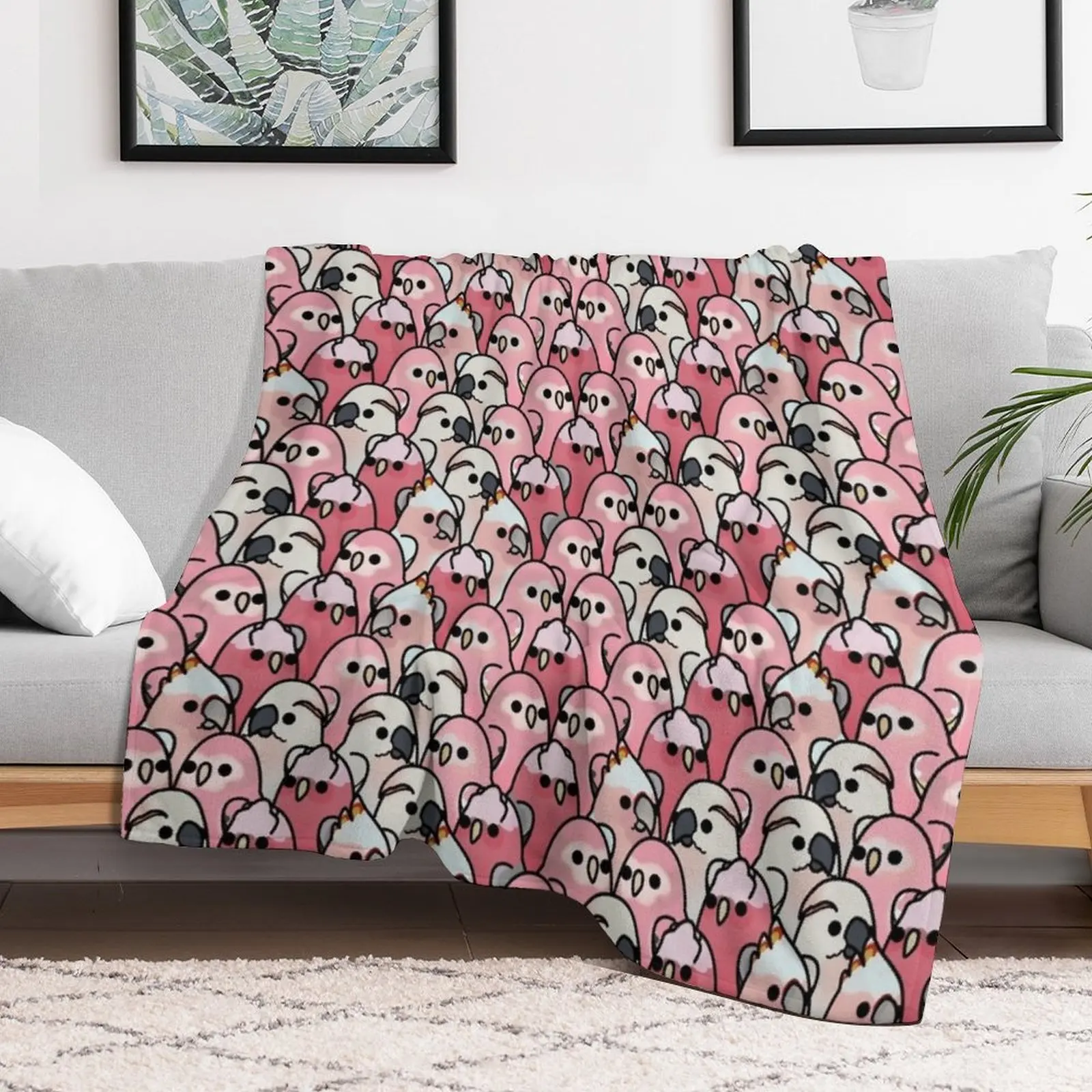 

Too Many Birds! - Pink Parrot Posse! Throw Blanket warm winter for winter Luxury St Polar Blankets