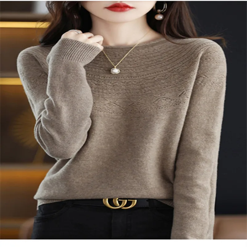 ZEHANGSEASpring clearance 100% cardigan women's round collar loose hollow sweater Joker knit bottoming shirt women's coat2023