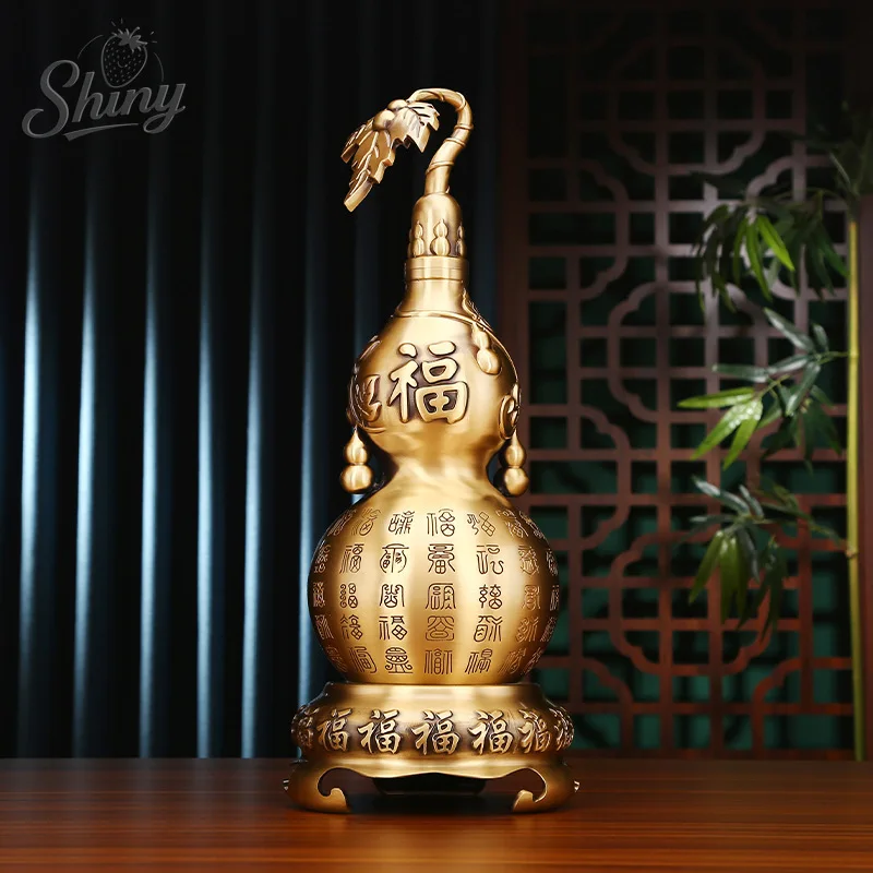 

Pure Brass Gourd Ornament Hundred Blessings Gourd Open Cover Hollow Living Room Home Office Entrance Decorations