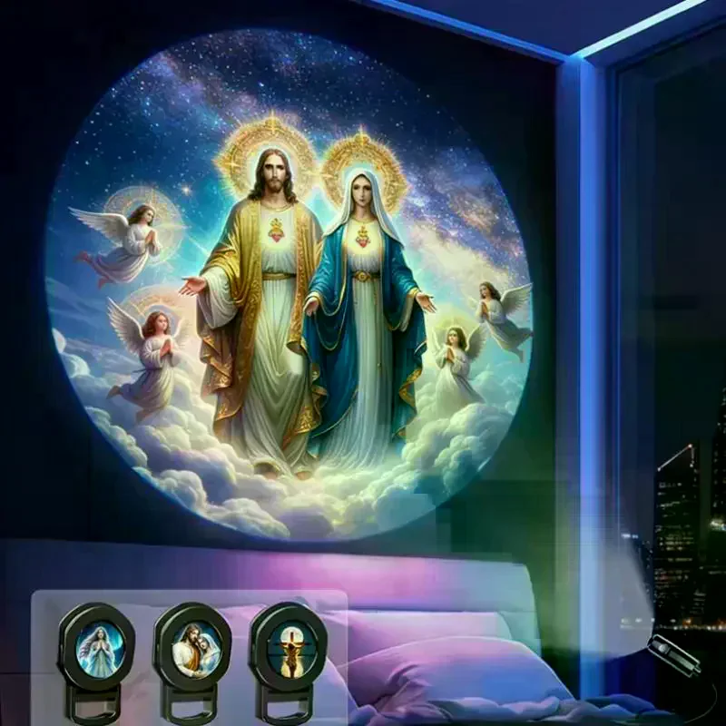 Religious Character Image Themed Portable USB Projection Light 16 Patterns Room Ceiling Decoration