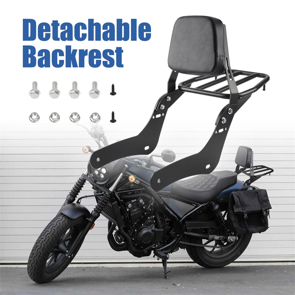 

Motorcycle Detachable Passenger Backrest Pad Sissy Bar with Luggage Rack for Honda Rebel CMX 300/500 CMX300 CMX500 2017-2023