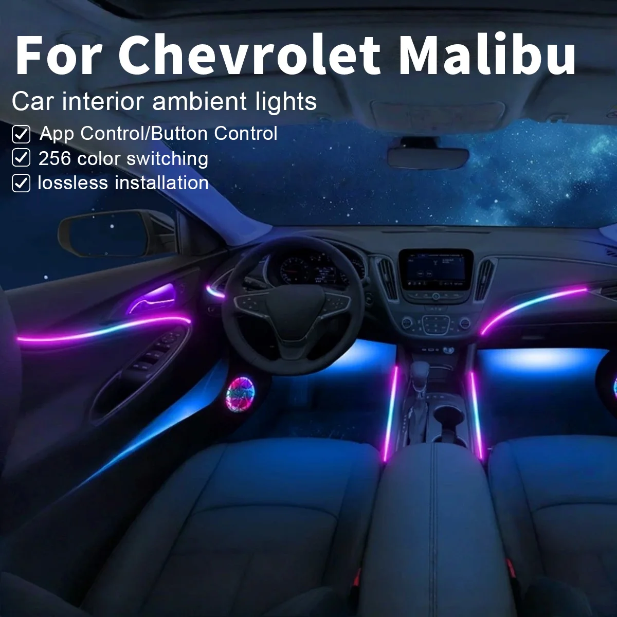 

For Chevrolet Malibu G2XX 22in1 RGB Car Interior Acrylic Car Ambient Lights RGB Hidden Acrylic Strip Decoration Accessories