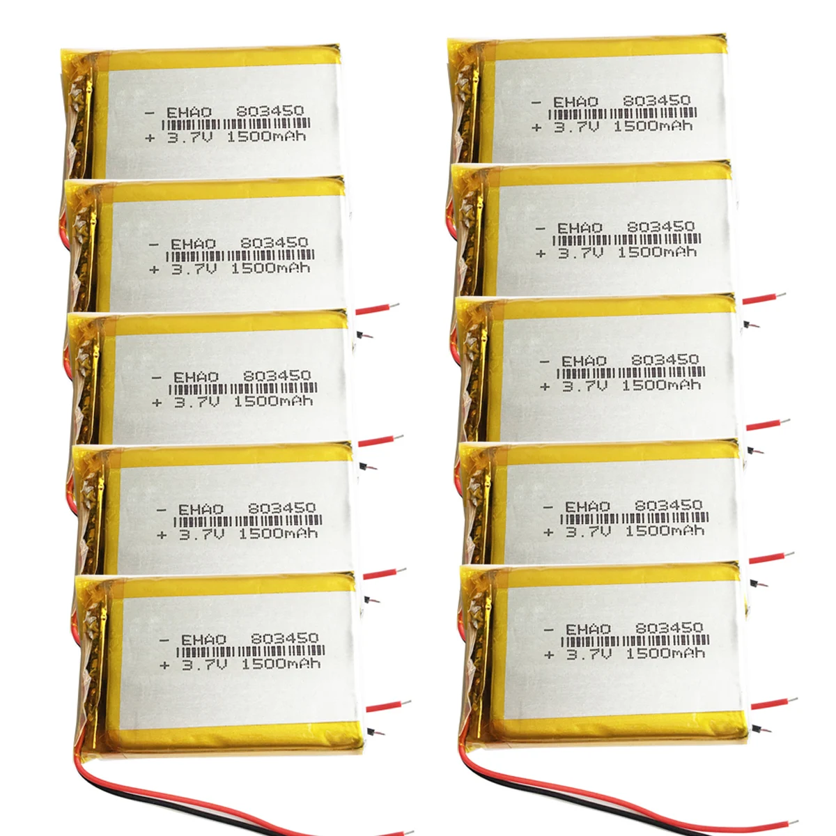 

10 x PCS 3.7V 1500mAh 803450 Lithium Polymer Lipo Rechargeable Battery For E-books Power Bank Tablet PC Driving Recorder Speaker