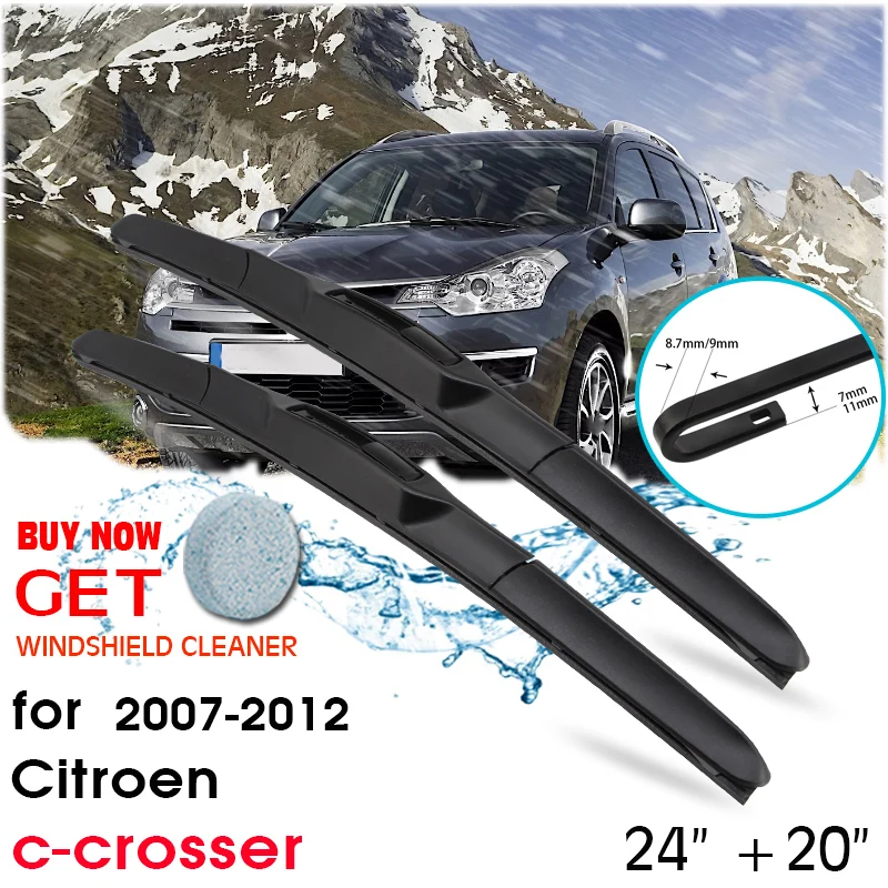 Car Blade Front Window Windshield Rubber Silicon Refill Wiper For Citroen C-crosser 2007-2012 LHD/RHD 24