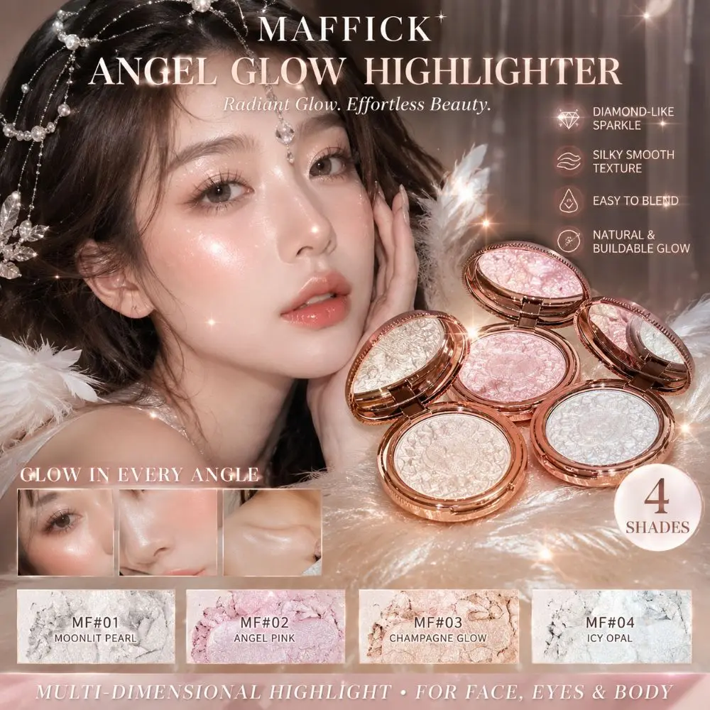 Sparkling Embossed Glitter Highlighter Brightening Shimmer Pearlescent Highlighter Lasting Waterproof Makeup Powder Palette
