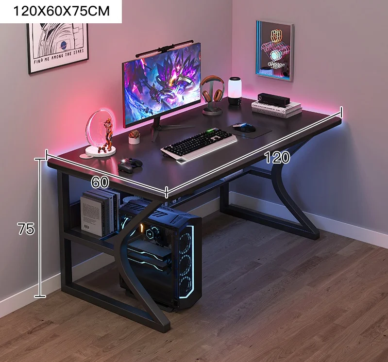 !@E-Sports Large Office Gaming Desk and Chair Set RGB Light Racing Gamer Table with LED Made