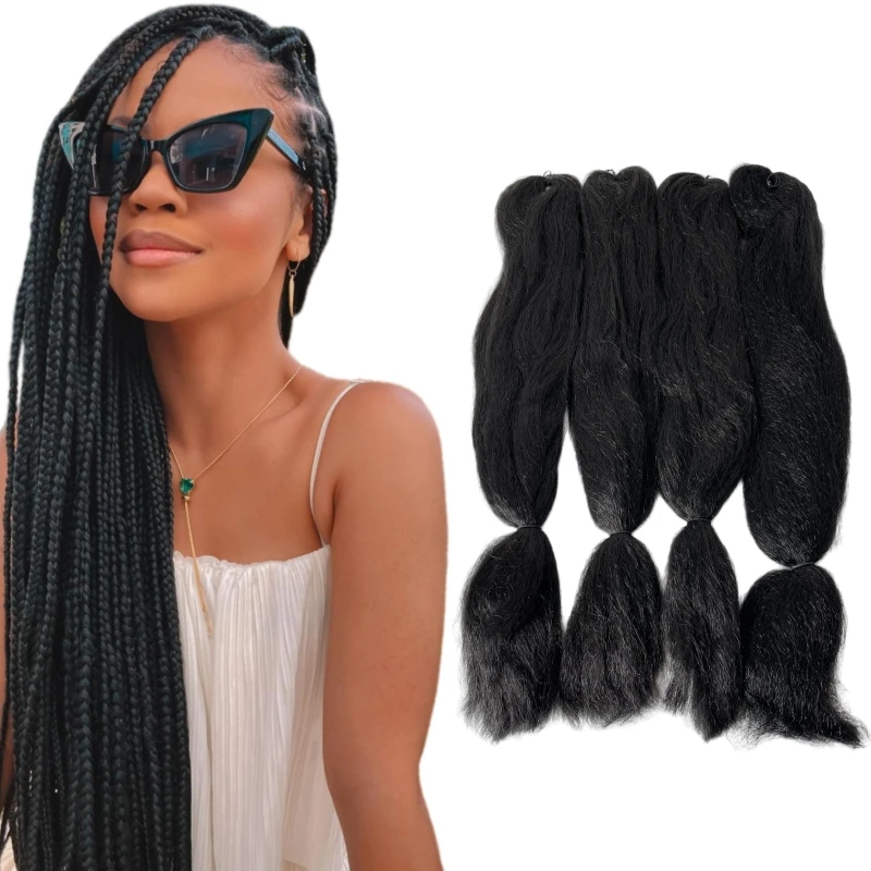 12 Packs A Lot Synthetic Hair Black Color Jumbo Braids Hair Extensions for Box Braiding Black Woman