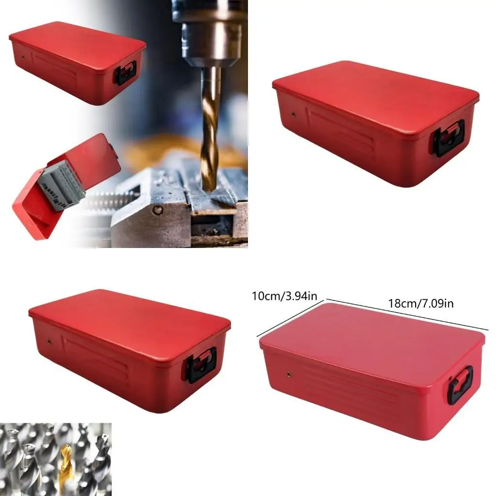 

652F Iron Drill Bit Storage Case with Scale Marks Empty Drill Bit Box Easy Carry Metal Drill Bit Index Box Twist Drill Bit Hold