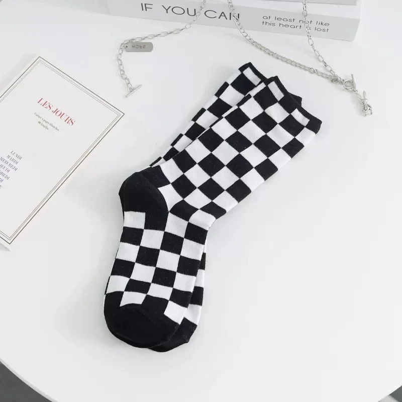 Hip Hop Harajuku Unisex Checkered Creative Funny Skateboard Plaid Socks For Women Men Boys Girls