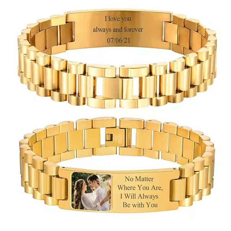Personalisierte Gravierbare Edelstahl-ID-Armbänder für Männer Individuell Gravierbare Namensschild-Identitäts-ID-Armbänder für Ihn 19-21CM – Detail 18