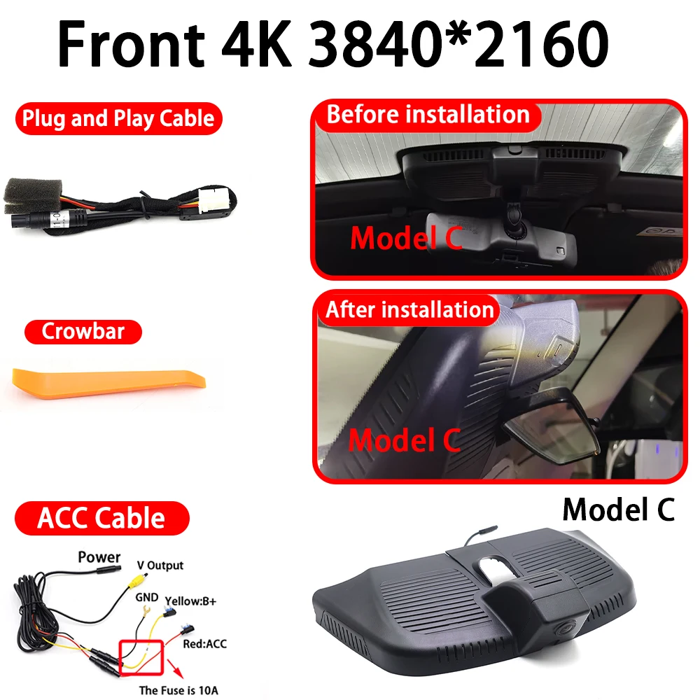 Voor Mercedes Benz V-Klasse EQV e Vito Valente Metris V260 V220 V250 W447 4K 2160P voor- en achtercamera dashcam Wifi Plug and Play