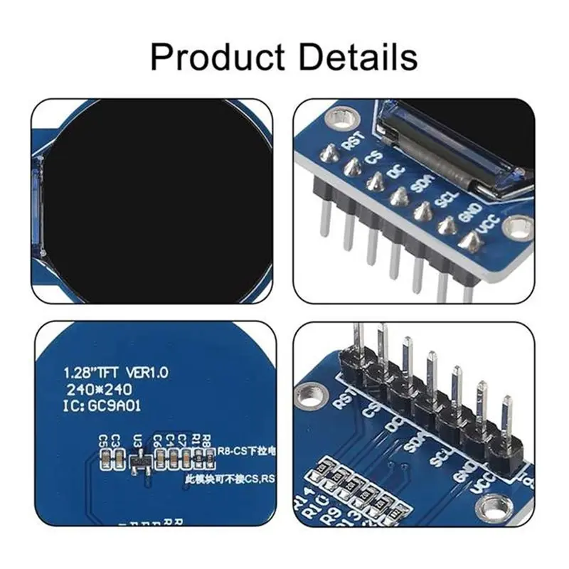 DIY 스마트 아두이노 ESP32 시계 프로젝트용 ABZW 10개 1.28인치 원형 TFT LCD 디스플레이 240X240 GC9A01 드라이버