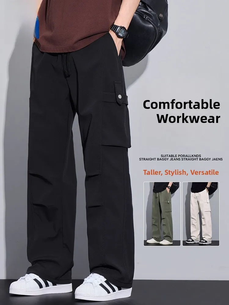 

Bla Casual Workwear Pants Men's Spring Autumn Loose Straight Leg Paratrooper Pants Outdoor Functional Wide Leg Casual Long ...