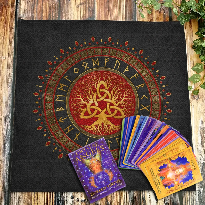 Celtic Knot Tree of Life Alchemy Symbol Pagan Witchcraft Oracle Card Mat Tarot Tablecloth Altar Cloth