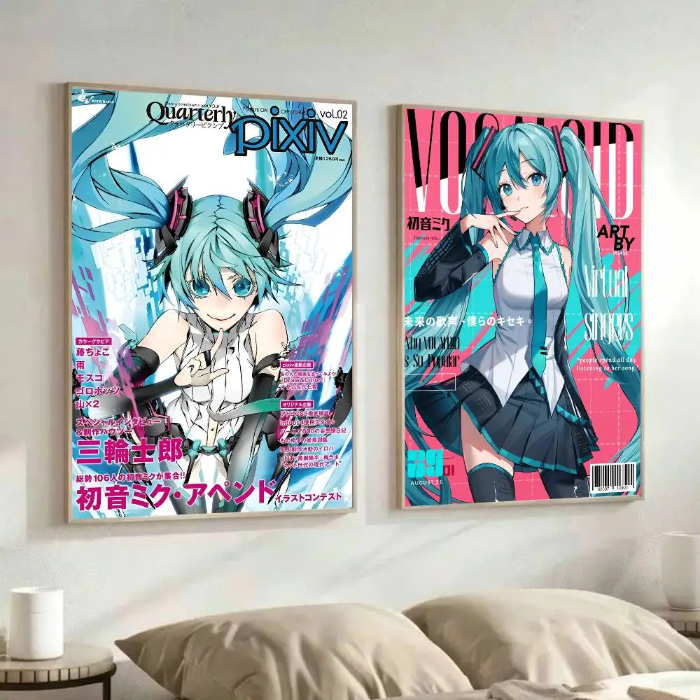 1 قطعة أنيمي H-HATSUNE-Girl M-MIKU المشارك طباعة لغرفة النوم غرفة المعيشة ديكور المنزل اللوحة جدار الفن HD صورة جدارية #2