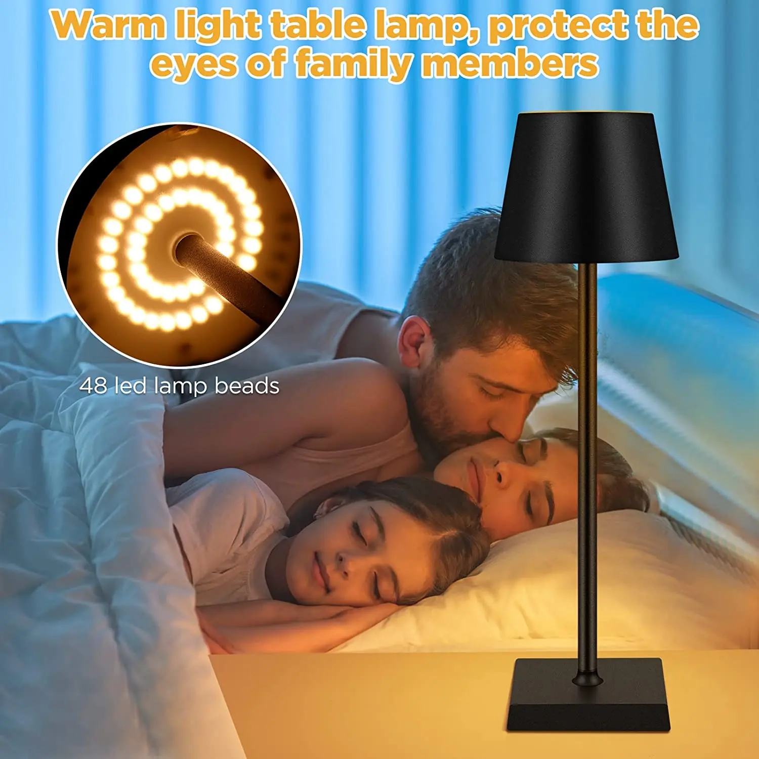 LED Modern Touch Table Lamp 3 Levels Dimming Night Light USB Cordless Bar Lamp Eye Protection Reading Light  for Restaurant/Home