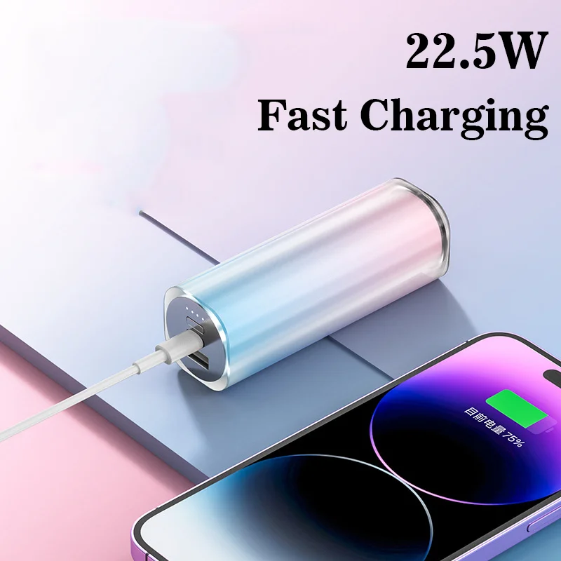 Mini 5000mAh Power Bank USB C Fast Charging External Spare Battery 22.5W Portable Small Powerbank For iPhone Samsung Xiaomi