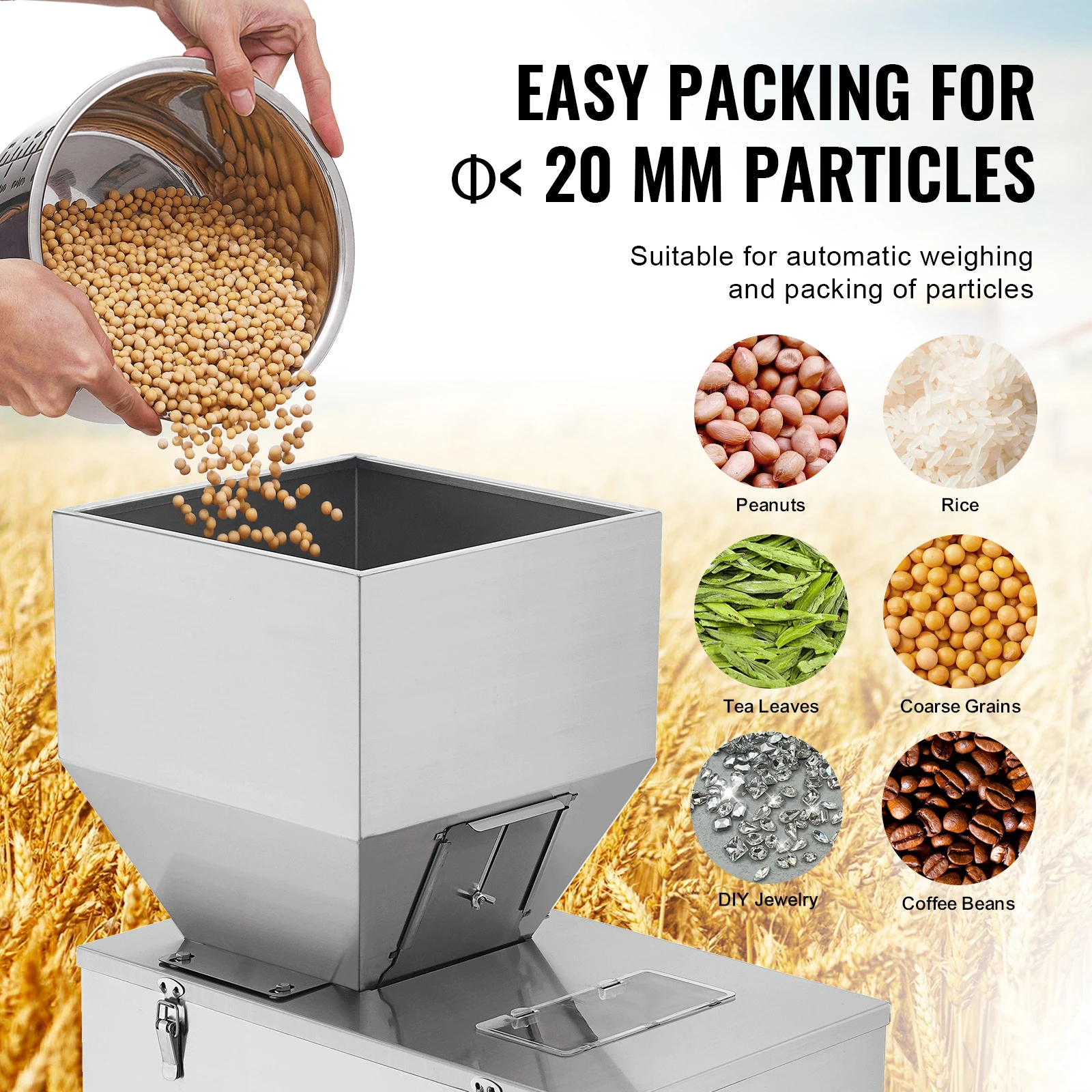 Riempitrice automatica per pesatura di polvere da 10-999 g con pedale per imballaggio granulare di tè con semi di fagioli