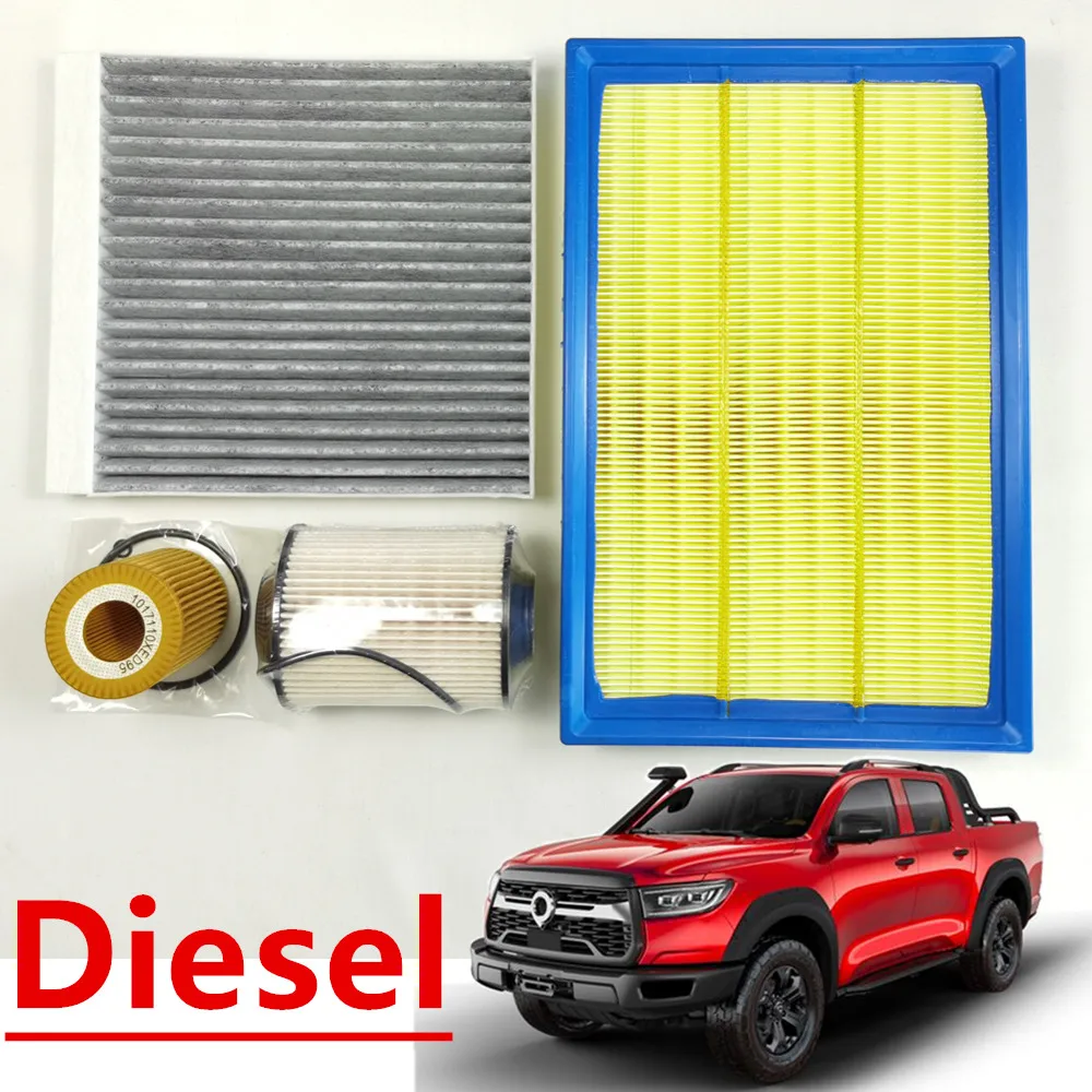 4 Pcs Filter Set for GreatWall Pao GWM Poer Ute Cannon Gasoline and Diesel Version Wingle7 Air Filter Cabin Filter 1109110XP6EXA