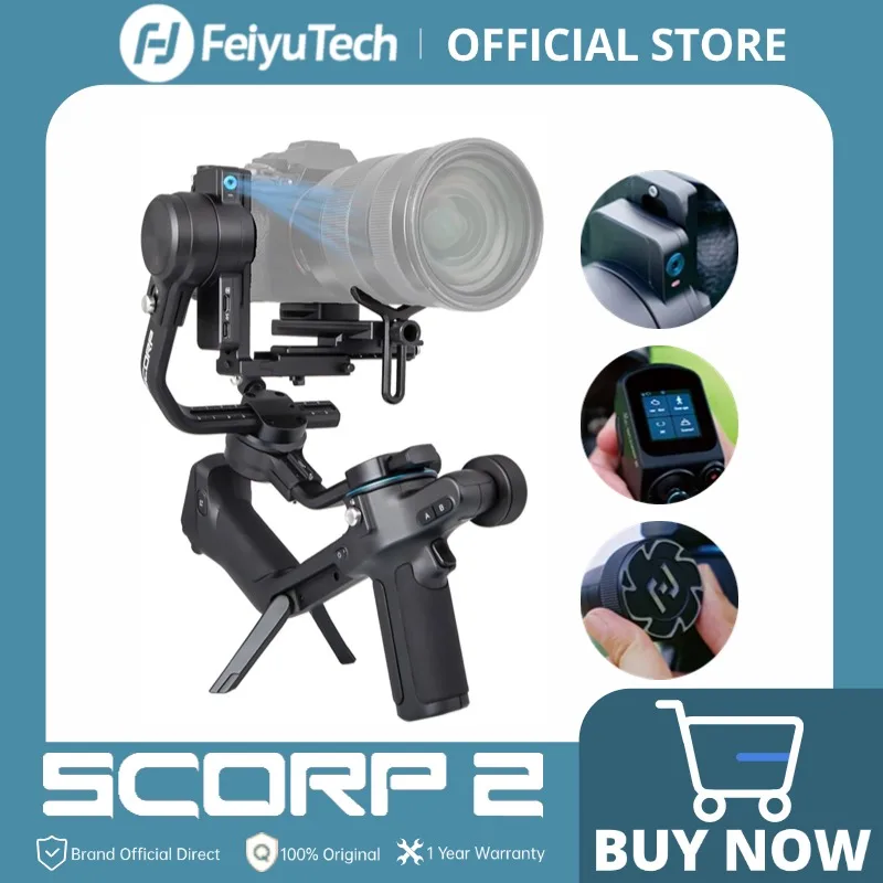 

FeiyuTech SCORP 2 [Официальный] Стабилизатор подвеса камеры, встроенный AI-трекер, обновленный джойстик, сенсорный экран, подходит для беззеркальной цифровой зеркальной камеры Sony/Canon, встроенная вертикальная съемка