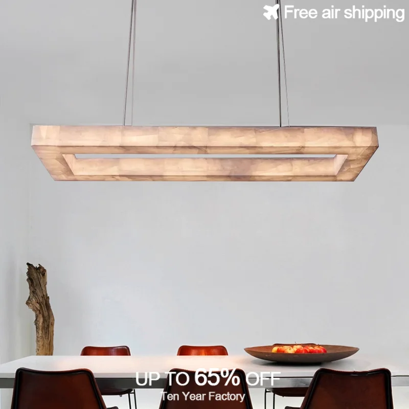 

Modern Dimmable LED Chandelier in Gold Chrome and Marble with Alabaster Pendant Light for Dining Room Hanging Ceiling