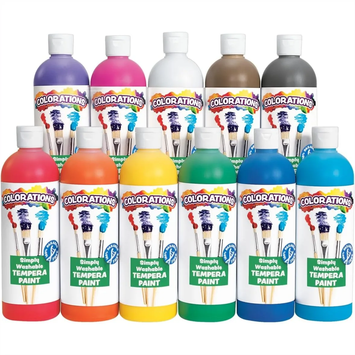 

Washable Tempera Paint Set for Kids, 11 Colors 16 oz Each, Non Toxic, Vibrant, Washable, Art Supplies for Classroom and Home