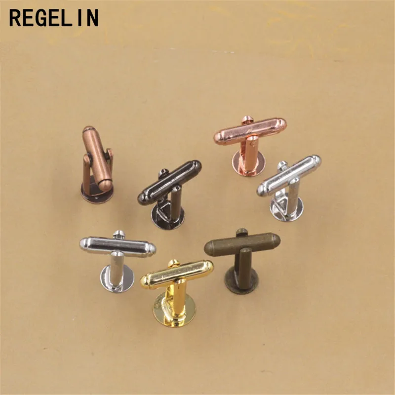 REGELIN French Style Cufflink Settings Blank Round Pad Tray Cabochon Base 10pcs 6mm/8mm/10mm/12mm For DIY Clothes Accessories