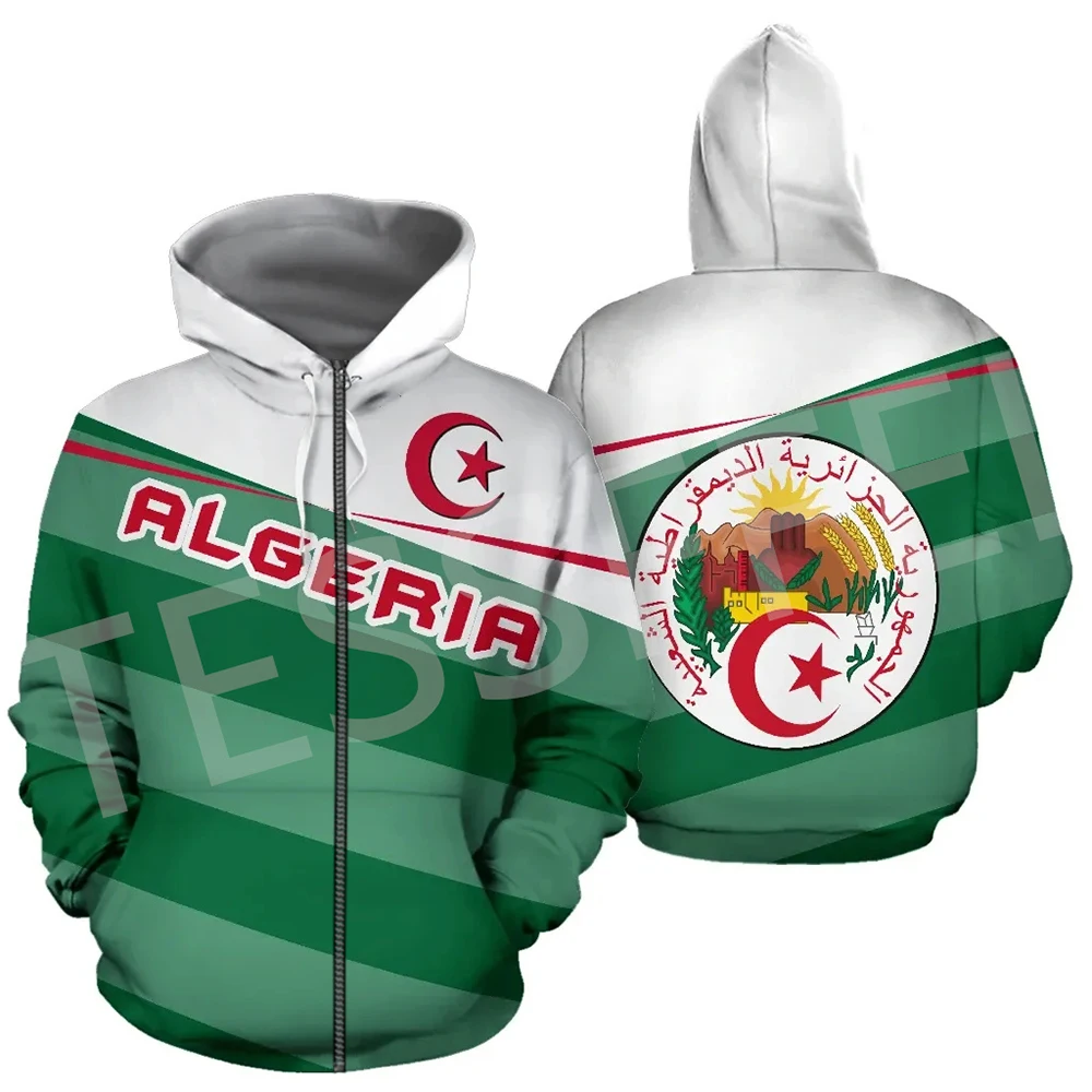 NewFashion Africa Country Algeria Flag Tattoo Retro Tracksuit 3DPrint Harajuku Casual Streetwear Pullover Funny Jacket Hoodies 3