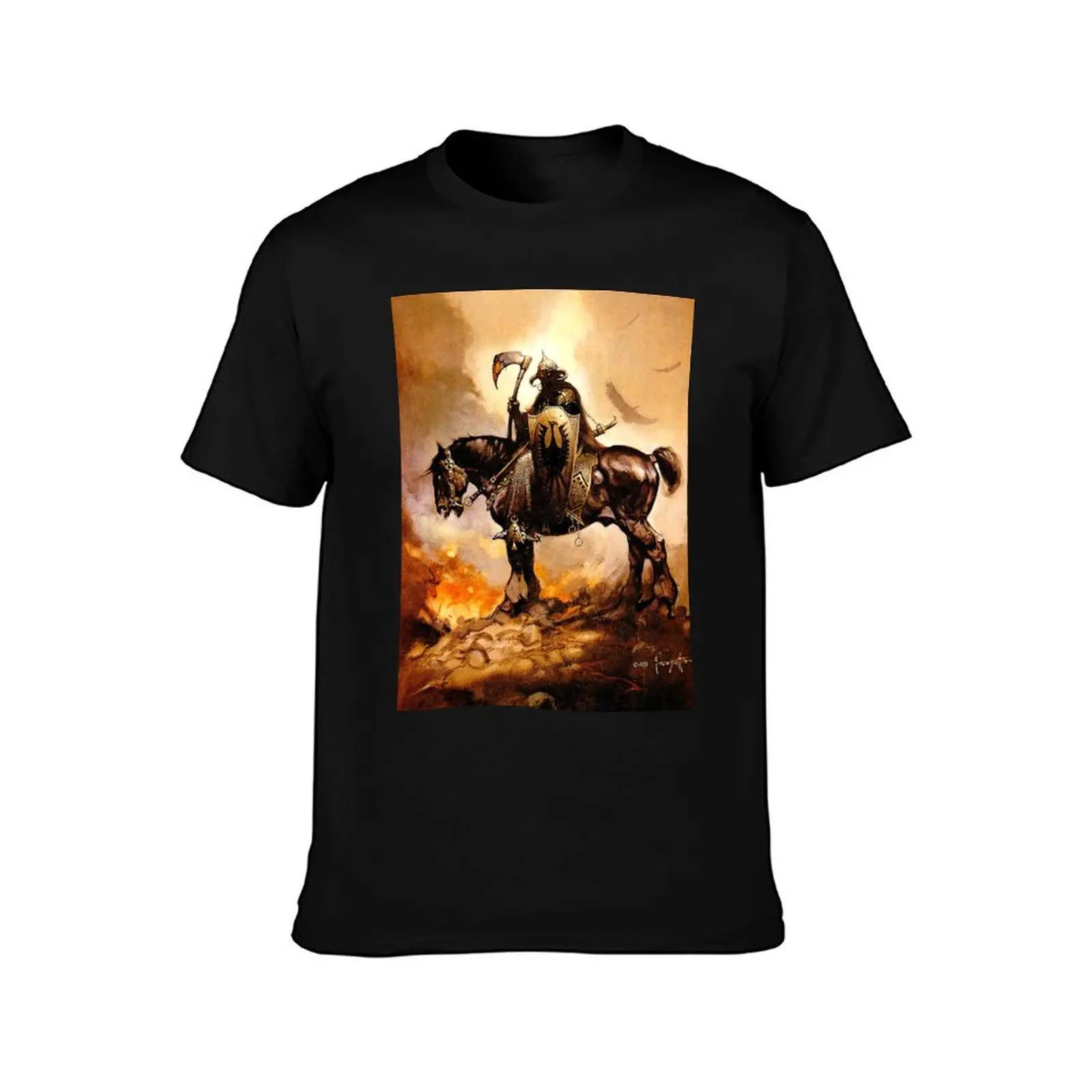 Frank Frazetta - Death Dealer T-Shirt custom t shirt Blouse mens t shirts