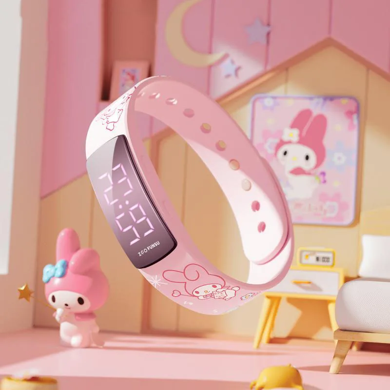 Cartoon Sanrioed Mymelody Kawaii Smart Bracelet Girl Heart Cinnamoroll Usb Waterproof Pedometer Multifunctional Children's Watch