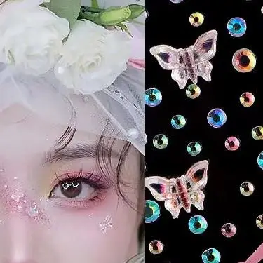 Facial Rhinestone Sticker Butterfly Gem Crystal Tattoo Self Adhesive Body Brow Makeup Mix Size Item Fairy Beauty Colorful Tattoo