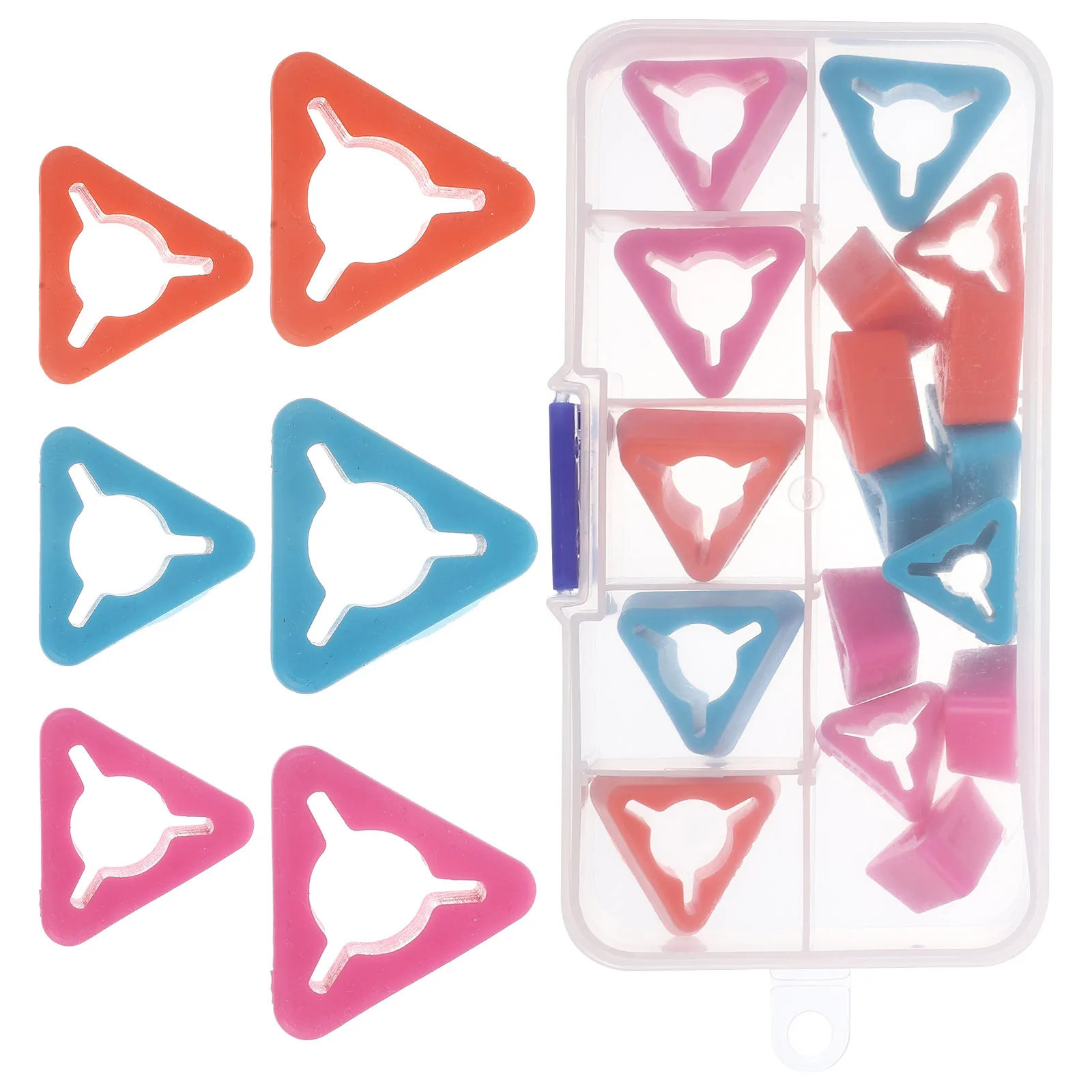 

18 pcs Anti-Slip Triangle Knitting Needle Cap Set Reusable Colored Tips For Diy Crocheting Crafts Storage Box Knitting