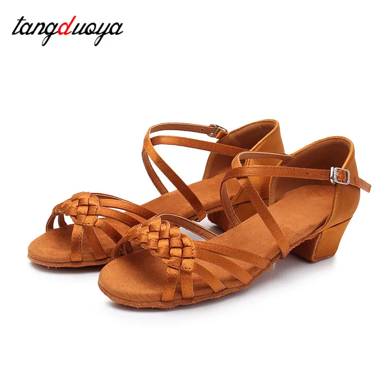 Jazz latin dance shoes salsa women children dance shoes for girls ballroom training dance shoes low heels 3cm soft indoor sole