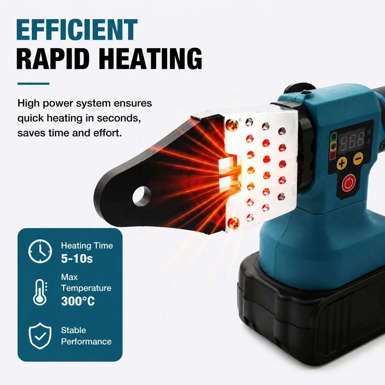 21V Electric Cordless PPR Welding Machine Digital Display 20-63mm Lithium Battery High Efficiency Hot Melt Tool for Water Pipe