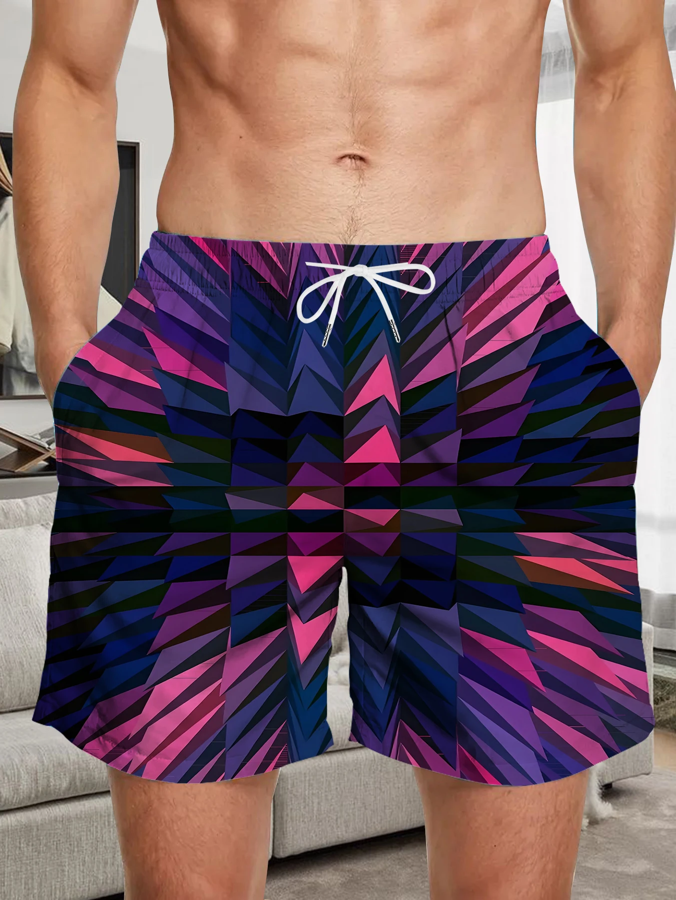 

Leisure Full Print Polyester Shorts Men Custom Digital Pattern Quick Dry Pants
