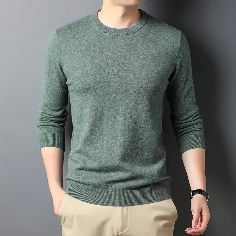 MRMT 2024 Brand New Thin Woolen Sweater Men\'s Round Neck Men\'s Fashion Men\'s Base Solid Color Sweater Sweater For Male