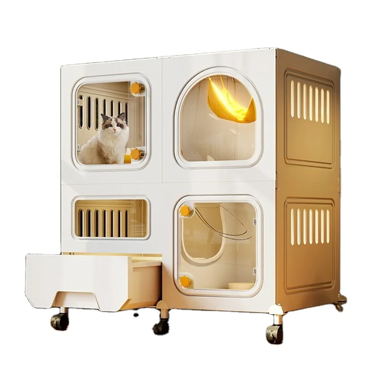 

Cat Cage for Home Indoor Villa with Integrated Toilet