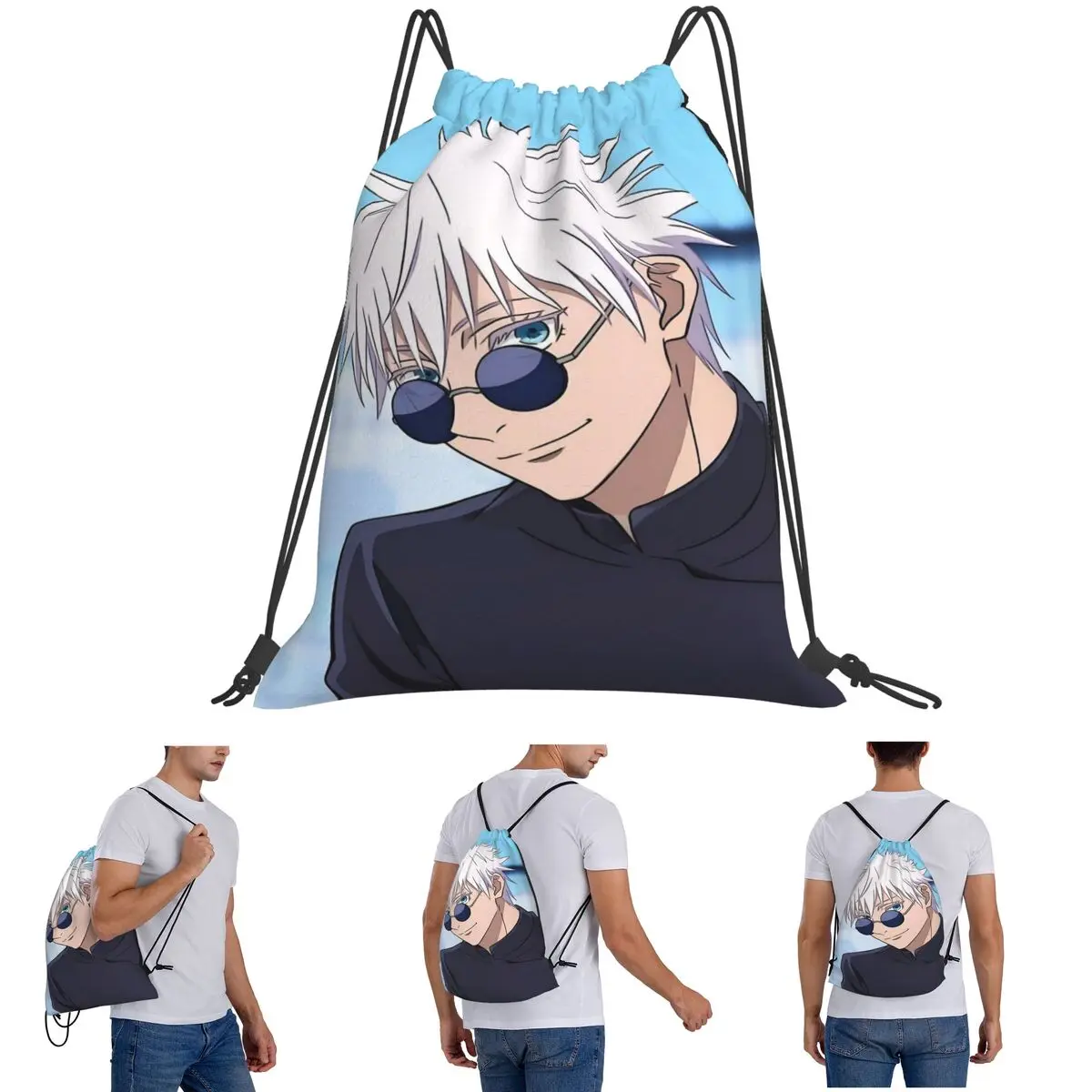 

Satoru Gojo Anime Jujutsu Kaisen Backpacks Portable Drawstring Bags Sundries Bag Book Bags for Man Woman Students