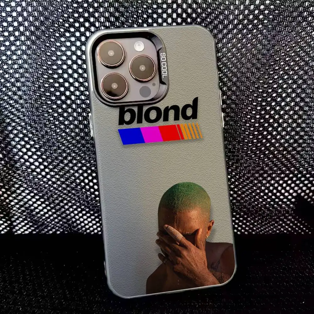 حافظة هاتف المغني فرانك بلوند أوشنز لهاتف آيفون 16,15,14,13,12,11,8,7,Pro,Max,Plus,Mini,XS,SE مضادة للسقوط باللون الأسود غير اللامع