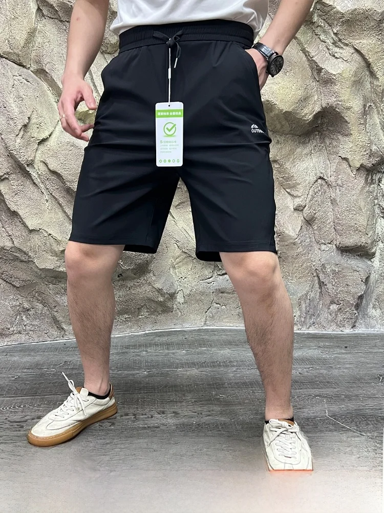 

Outdoor Men's Ice Silk Qui Dry High Elastic Sport orts Summer New Arrival Faionable Straight Leg High Waist Five Inch L...