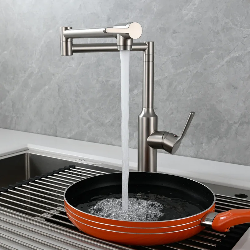 Foldable Kitchen Faucet Brass Brushed Nickel Sink Faucet Tap 360 Degree rotation torneira cozinha mixer tap Kitchen Tap