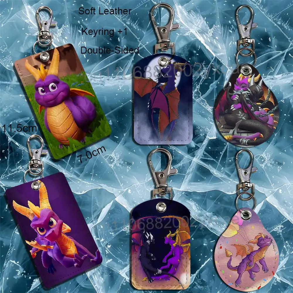 Black Cynder love Spyro Dragon Keychain Holder Suitable For Subway Bank Card Bus Card Case Badge Holder Wallet Card Textured