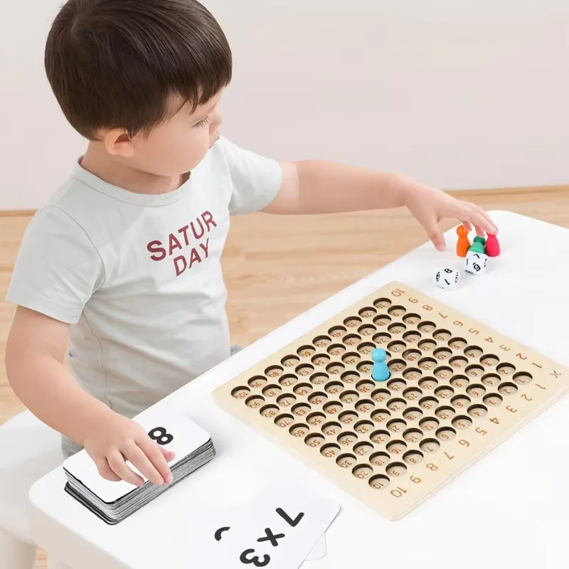 Giocattoli educativi in legno Montessori Bambini Giocattoli matematici per bambini 99 Tabella di moltiplicazione Matematica Aritmetica Sussidi didattici per regali per bambini